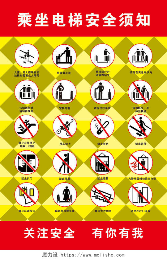 安全制度乘坐电梯安全须知海报模板